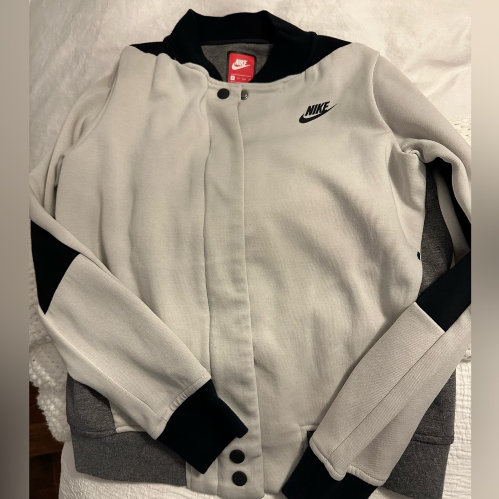 Nike Cream and Black Bomber Jacket